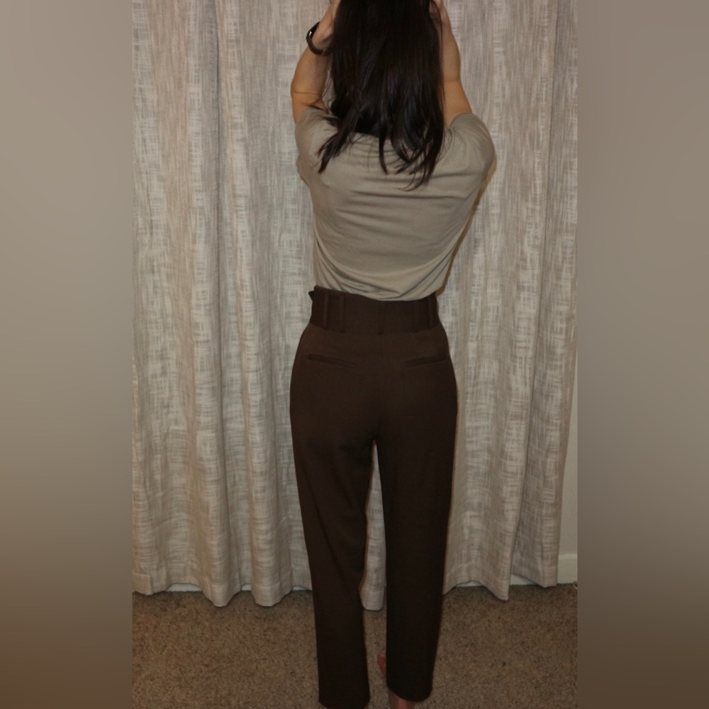 ANTONIO MILANI Brown Hem Tailored Pants Size 0